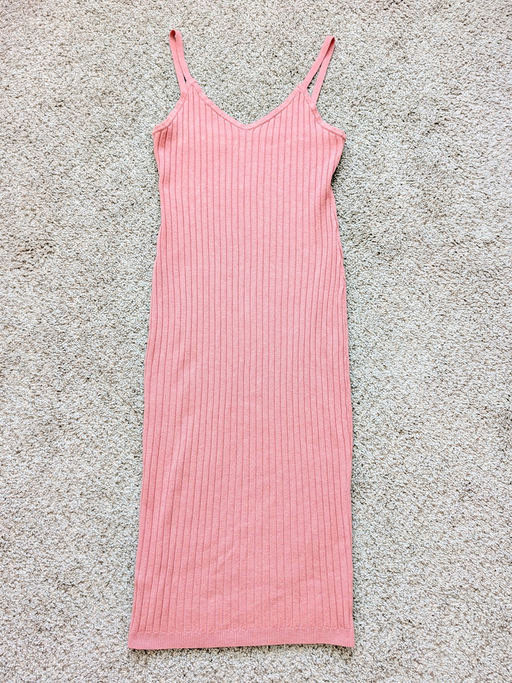 7 For All Mankind Women Pink Ribbed Club Cocktail Bodycon Midi Dress Size Medium